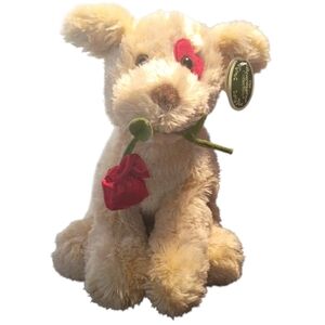 Bearington Plush Conner Cuddlesmore Dog with Red Rose